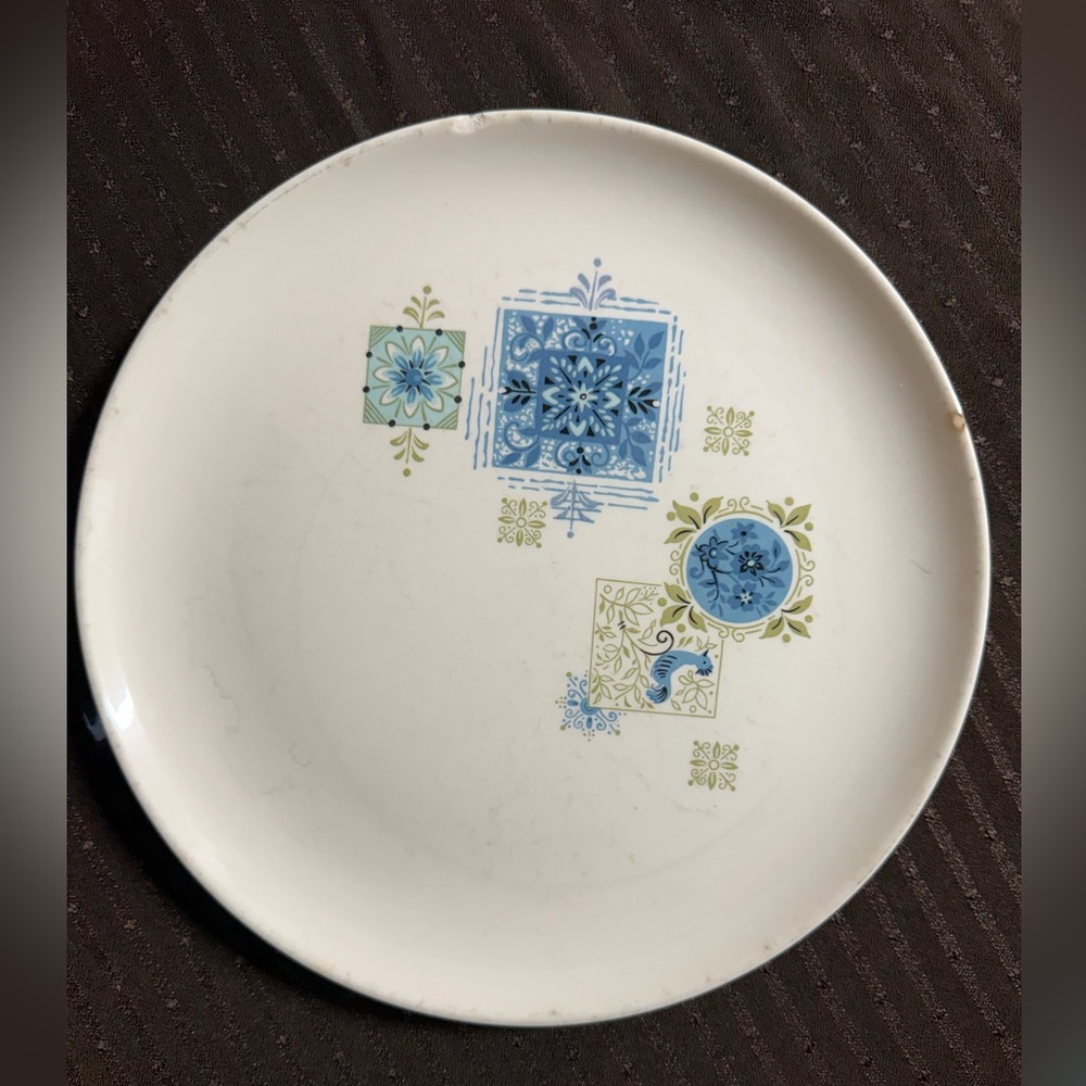 Vintage Blue and Green Patterned Plate
